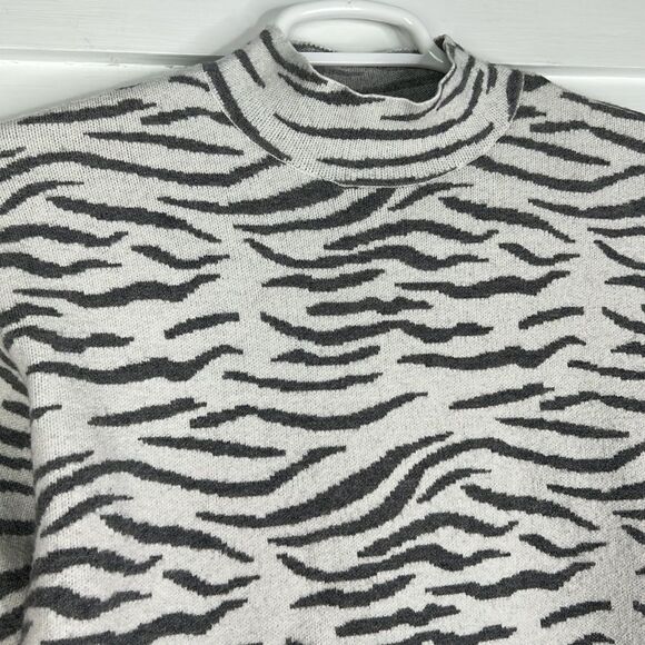 Anthropologie Mock Neck Gray Zebra Print Sweater Size Small - Picture 6 of 16